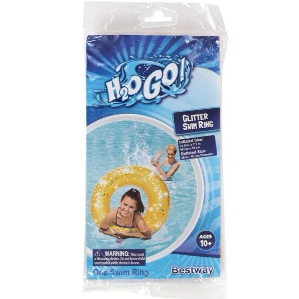 Bestway H2O Go! Glitter Swim Ring Gold Float Ages 10+